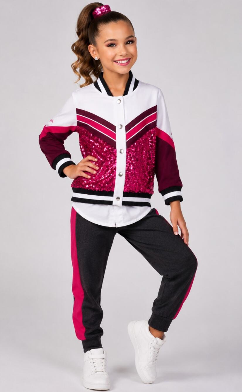 Weisman Girls Embezzled Sparkly Pink Track Dance Moms Barbie Dance Suit